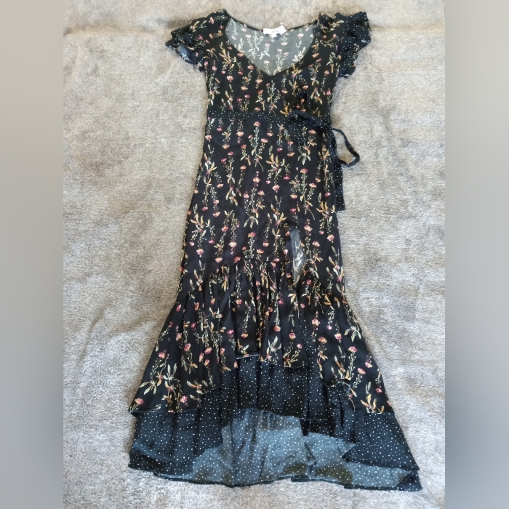 Likely Melanie Black Multi ruffle dress